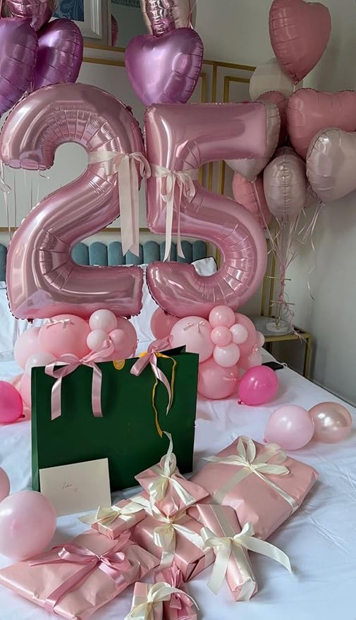 40 Inch Numbers 23 Balloon, Big Foil 23th Birthday Balloons Decorations for Women, Pastel Pink Number Balloon for 2 3 23 32 Wedding Memorial Day's Graduation Supplies