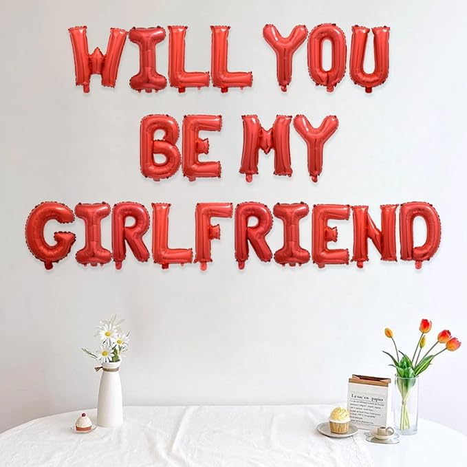 2 Set 42Pcs Red Will You Be My Girlfriend Letter Balloons 16in Balloon Foil Letter Decorations Party Decor Red Letter Balloons Will You Be My Girlfriend Party Supplies