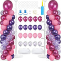 2 Sets Pink and Purple Balloon Column Stand Kit with 102 Balloons Adjustable Balloon Tower Stand with Bases for Floor Confetti Balloons Column Kit for Graduation Birthday Appreciation Party Decor