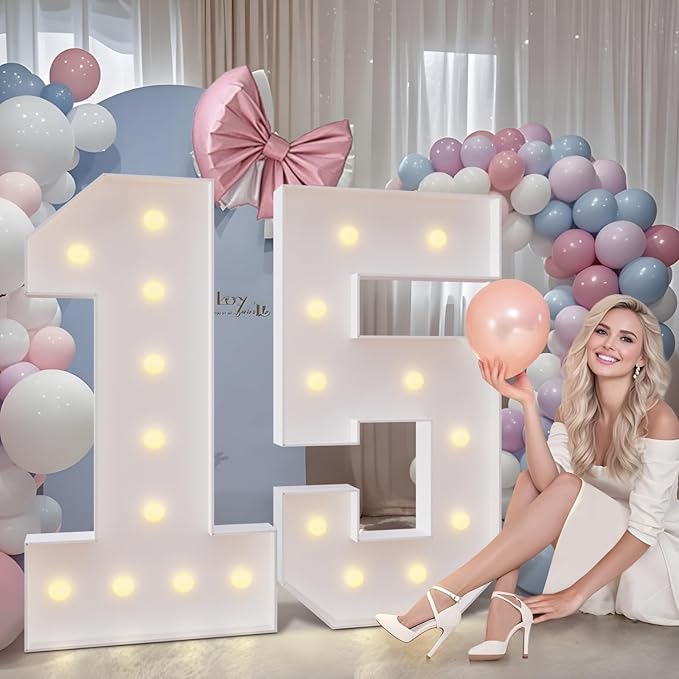 imprsv 4FT Marquee Numbers,DIY Light Up Numbers for 6th 16th Birthday Decorations, Party Party Decorations,Anniversary Party Decor,Mosaic Number for Balloons Number 6,Pre-Cut Foam Board Kit