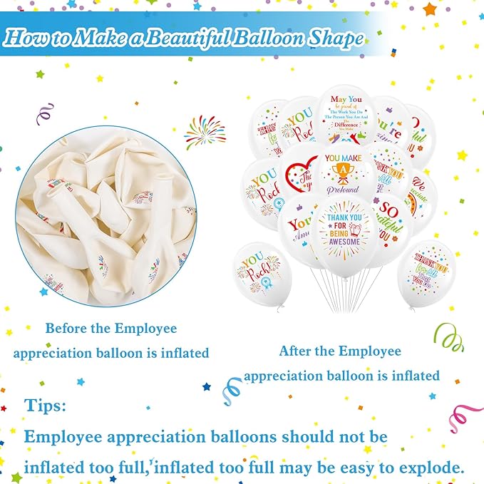 HOWAF 36pcs We Appreciation You Balloons,Employee Appreciation Day Part Latex Balloons for Employee Appreciation Day Office Decor,Thank You Employee Balloons for Employee Appreciation Party Supplies