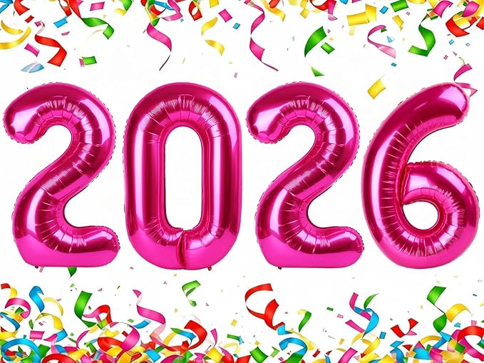 Hot Pink 2026 Number Balloon, 2026 Balloons Hot Pink 40 Inch, Pink Graduation Decorations 2026 Party Supplies, Balloons for New Years Eve
