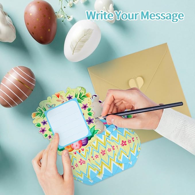 FaCraft Easter Pop Up Cards - Pop Up Easter Greeting Cards for Kids Adults with Golden Envelope, Spring Gift for Daughter Son Friend Family Grandson Granddaughter (3D Bunny & Chick Design)