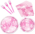 Rakuto 96PCS 2000s Party Decorations - Y2k Heart Disposable Paper Plates and Napkins Tableware Set Party Decoration Y2k 90s Forks Decor for Birthday Wedding Party Supplies, Serve 24