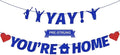 Tellpet Pre-Strung Yay! You’re Home Banner, NO DIY Glitter Welcome Home Decorations for Military Army Returning Homecoming Party, Blue
