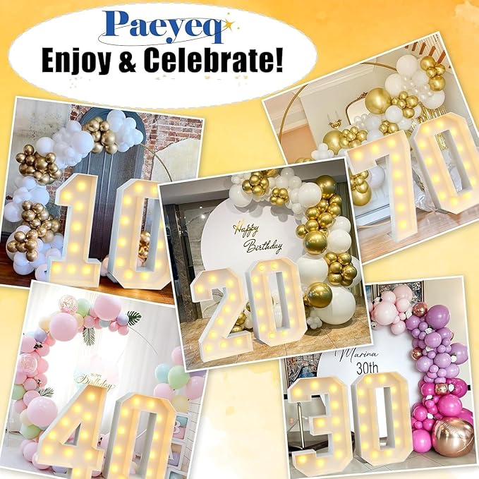 4ft Light Up Numbers 18 Large Numbers with Lights Bulbs White Marquee Frame for 18th Party Boys Girls Birthday Decorations Pre-Cut Mosaic Cardboard Giant Cut-Out Thick Foam Board Sign Anniversary