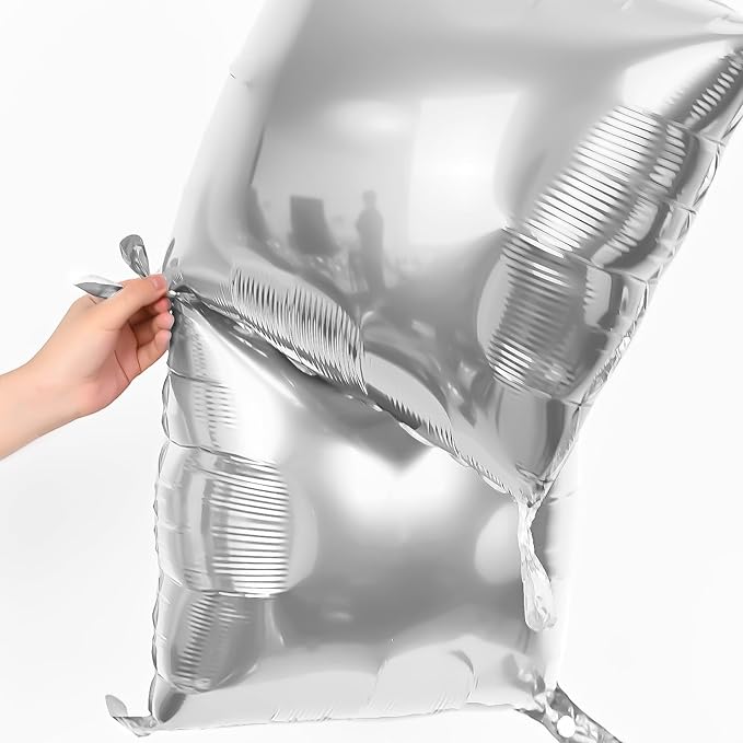 Silver Square Foil Balloons Wall, Double Sided Chrome Silver Balloons Tunnel Arch Kit Backdrop for Birthday Graduation New Year Baby Shower Wedding Holiday Theme Party Decoration