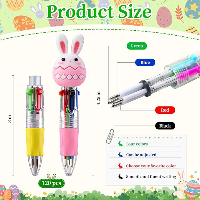 CZWZ 30Pcs Mini Multicolor Pens in One 4-in-1 Cute Pens Bulk, Ballpoint Pen for Birthdays and Parties, Fun Gifts Assorted Ink Kawaii Pen(Easter Egg Style)