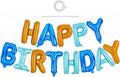 TONIFUL Happy Birthday Balloons Banner with Ribbon Straw, 16 Inch Mylar Letters Birthday Sign Banner Balloon Bunting Reusable for Girls Boys Kids & Adults Birthday Halloween Supplies（Blue Orange）