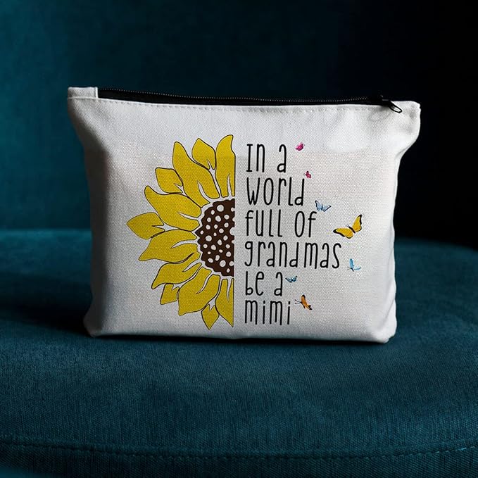 JIUWEIHU Mimi Gifts, Grandma Gifts, Grandma Birthday Gift, Pregnancy Announcement Idea New Grandma Gift-Grandma be a Mimi Makeup Bag for Mathers Day, Thanksgiving, Christmas