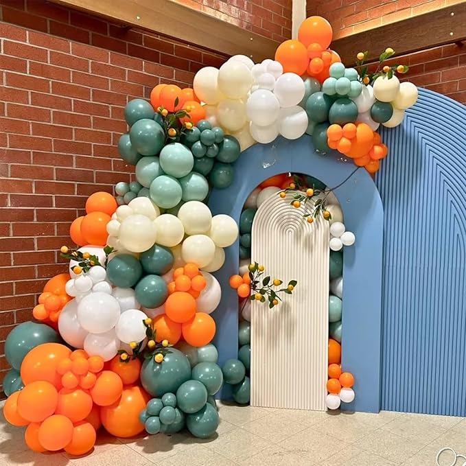 Blue and Orange Balloons Arch Kit, Orange Retro Sea Blue Teal Apricot White Balloon Garland Kit Latex Balloons for Women Men Boho Birthday Party Wedding Baby Bridal Shower Graduation Party Decorations