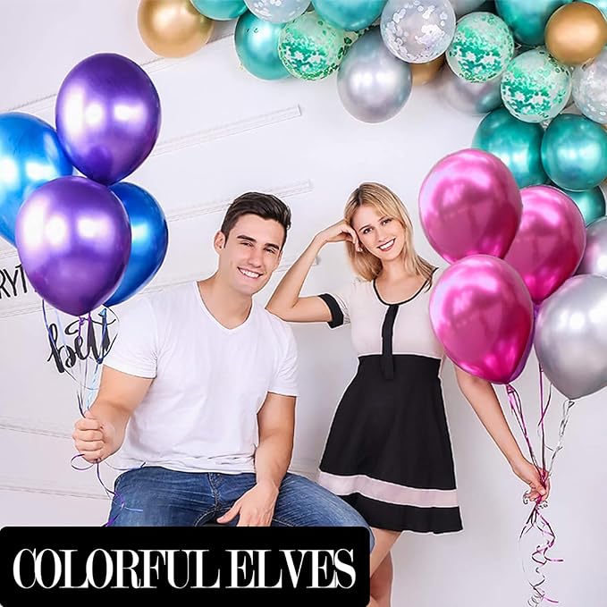 12 Inch 100 Pcs Metallic Chrome Hot Pink Balloons Shiny Thicken Latex Balloon Party Decoration (Hot Pink)