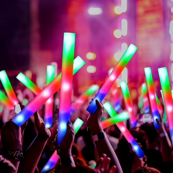 32PCS Foam Glow Sticks, Foam Light Up Sticks with 3 Modes Colorful Flashing, Glow Sticks for Wedding, Glow Stick Bulk Party Pack for Wedding, Raves, Concert, Camping, Carnival