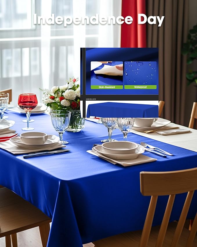 Pureegg Plastic Table Cloth Disposable 8 Pack, 54 x 108 Inch Table Cloths, Graduation Decorations Class of 2026, Graduation Party Tablecloths, Rectangle, Plastic Cover, Leakproof & Sturdy, Blue