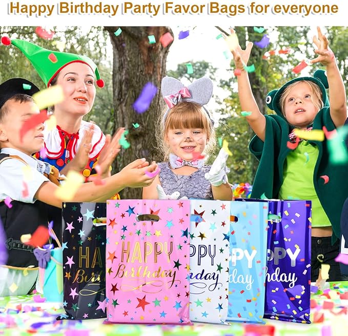 ZGORENDZ 30 Pcs Party Favor Bags for Kids Birthday Assorted Colors Goodie Gift Bags for Girls & Boys Birthday Party (6.7 * 9.7 inch)