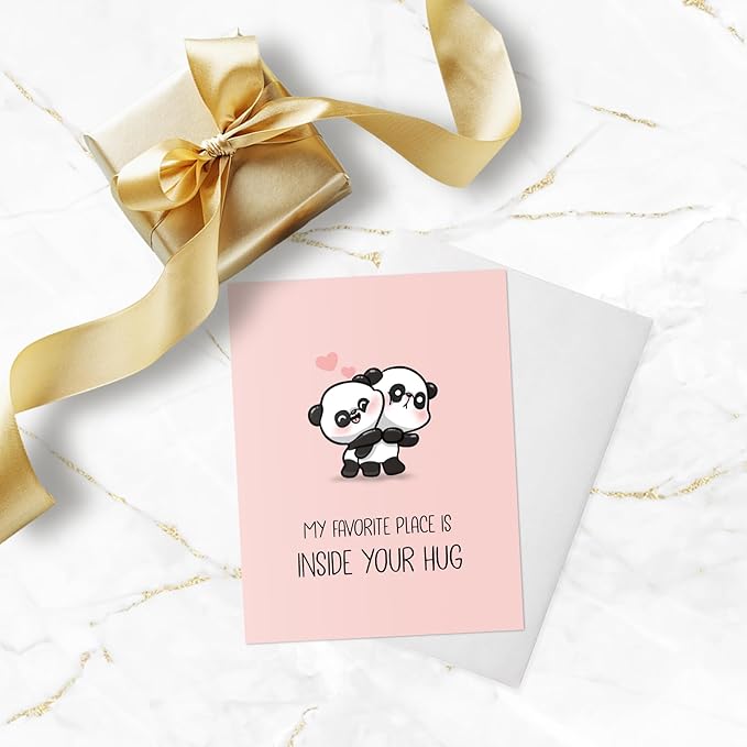 ALY LOU Anniversary Card Mothers Day Birthday for Mom Dad Girlfriend Boyfriend Wife Husband Stepmom Aunt Parents – Cute Funny Punny Greeting Card for Fathers Day – Blank Inside (Inside Your Hug)
