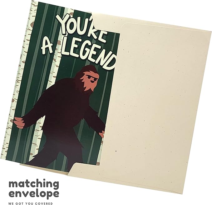 Sleazy Greetings Funny Happy Father's Day Card From Kids Daughter Son | Sasquatch Bigfoot Birthday Card For Dad | Dirty Adult Friend Bday Card with Envelope