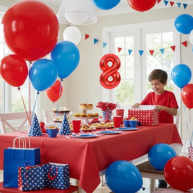 TONIFUL Balloons 16 Inch Red 0-9 Number Mylar Foil Balloons 10 Pcs Custom digitalal Balloons for 2026 New Year Eve Birthday Party Engagement Graduations Anniversary Baby Shower