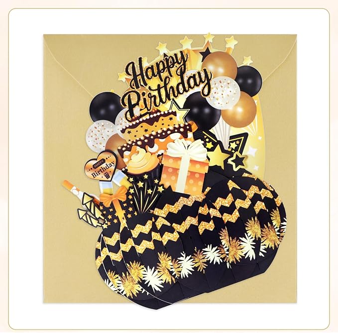 FaCraft Pop Up Birthday Card - 3D Funny Handmade Happy Birthday Pop Up Cards Gift with Envelope, for All Age, Kids Adults, for Her Girls Boys Men Women Son Daughter Mom Dad Boss