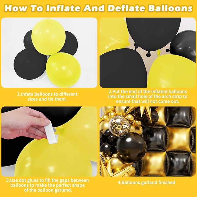 Black and Gold Checkered Square Foil Balloons Backdrop Wall, Double Sided Tunnel with Gold Black Balloon Arch Garland Kit for Birthday Graduation New Year Graduation Party Decoration