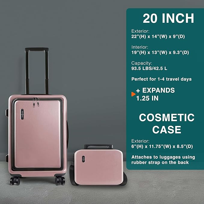 TRAVELARIM Luggage Sets 3 Piece, 20 Inch Carry on Luggage and 28 Inch Suitcases with Wheels Spinner, Durable Hard Shell Suitcase Set, Expandable Travel Suitcase, Pink