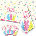 3Pcs Easter Tablecloth,Easter Party Supplies Spring Colorful Bunny Plastic Table Cover Table Decoration for Spring Holiday,Baby Shower Party Decorations
