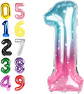 Number One Balloon 40 Inch, Pink Blue Purple Balloons for Birthday Party Decoration, Foil Number 1 Ballon for 1, 10, 11, 12, 13, 21, 100 Celebration, Birthday, Baby Shower, Anniversary Decor