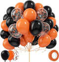 Black and Orange Balloons, 70Pcs 12inch Black Orange Latex Balloon and Confetti Balloons for Halloween Celebration Trick or Treat Party Spooky Ghost Party Bar Anniversary Graduation Decoration