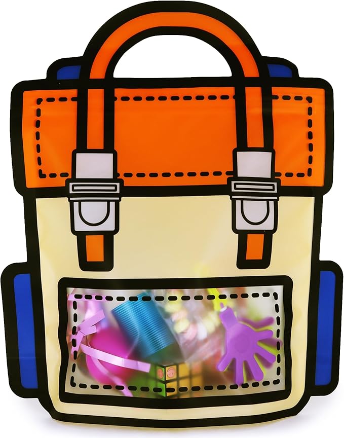 20 Pack Goodie Bags for Kids Birthday Party Supplies - Bulk Gift Bag for Favors, Food, and Candy with Resealable Ziplock Seal (Orange/Large)