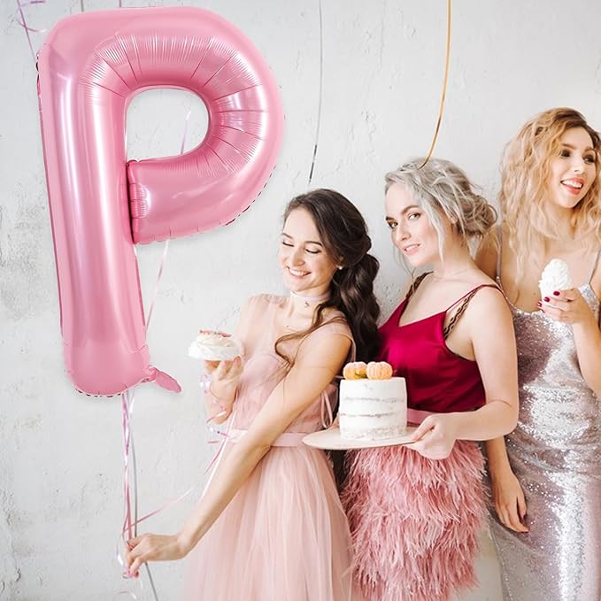 TONIFUL 40 Inch Large Pink Letter P Balloons Giant Foil Mylar Alphabet Balloon for Birthday Party Anniversary Baby Shower Wedding Supplies Decorations