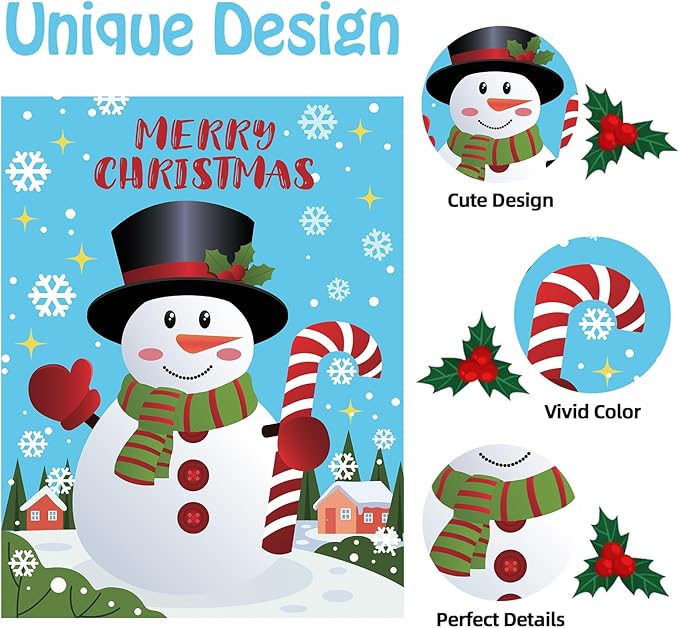 Christmas Games - Pin The Nose on The Snowman Games for Families Party, Cute Indoor Christmas Home Decor Party Decorations, Xmas Activities Presents Holiday Decor, Standing Snowman