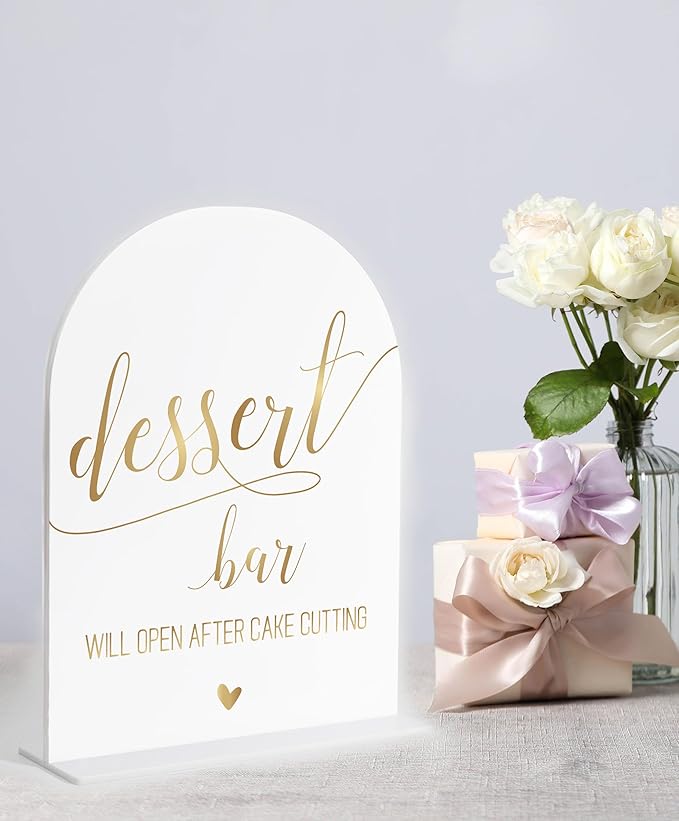 Dessert Bar Sign, White Arch Acrylic Wedding Sign, Dessert Table Decor, Wedding Reception Decorations, Bridal Shower Decor, Centerpiece Table Decorations Party for Bride and Groom-4