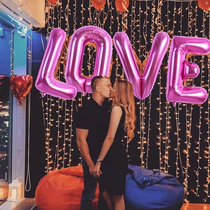 TONIFUL 40 Inch Large Rose Red Letter E Balloons - Giant Hot Pink Alphabet Letter Balloons for Birthday Party Anniversary Supplies Decorations