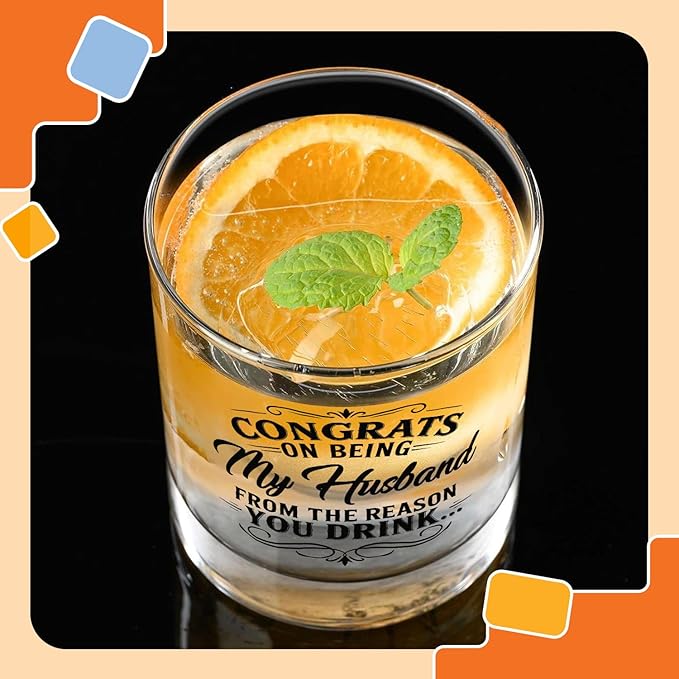 NewEleven Valentines Gifts For Husband - Husband Anniversary, Birthday Gift, Meaningful Gift For Him - Funny Gifts, Whiskey Present For Husbands From Wife, Her - Whiskey Glass