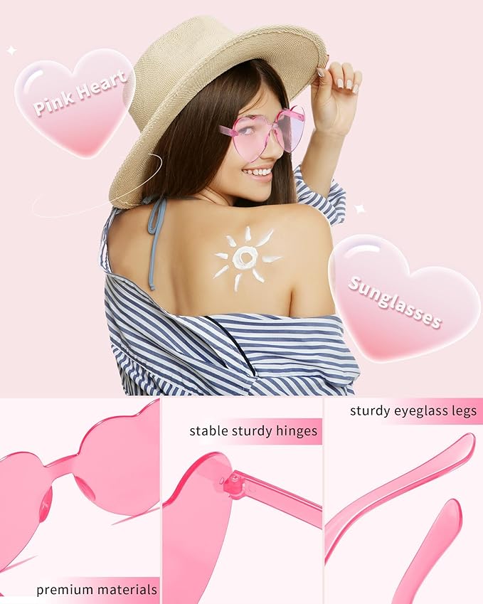 50 Pairs Heart Sunglasses for Women Bulk Transparent Pink Heart Shaped Sunglasses Bachelorette Party Glasses Fun Glasses for Party Favor to Add A Splash of Fun And Style