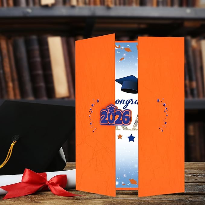 Vlipoeasn 2026 Graduation Guest Book Alternative, Orange & Blue Class of 2026 Graduation Party Decorations, Graduation Signature Book for 2026 College High School, Unique Graduation Gifts for Friends