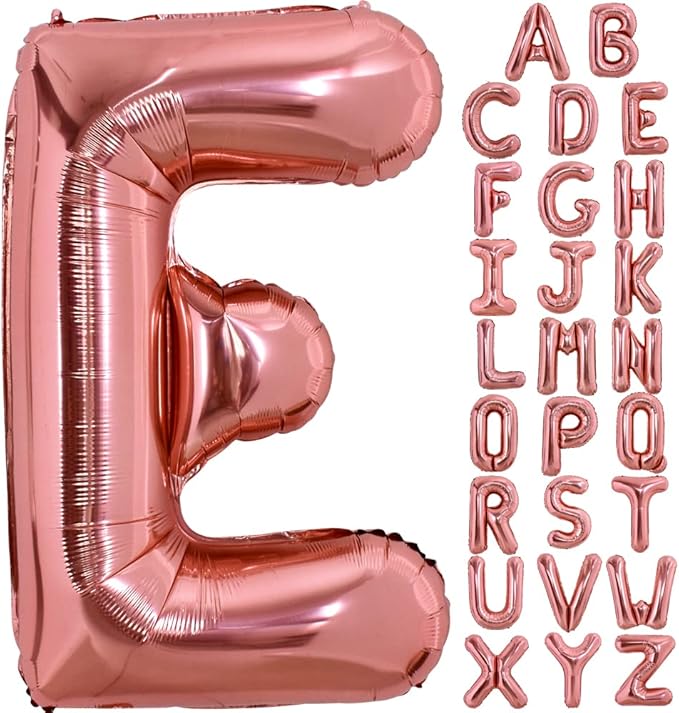 TONIFUL 40 Inch Large Rose Gold Letter E Balloon - Giant Alphabet Foil Mylar for Birthday Party Anniversary Supplies Decorations