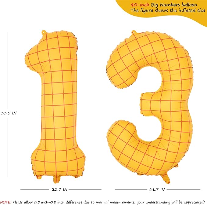 40-Inch Large Number Balloon Toy Inspired Story Matte Yellow Birthday Balloon Western Rodeo Party Supplies Boy Girl Story Anniversary Kids Birthday Party Cowboy Farm Themed Baby Welcome Decorations