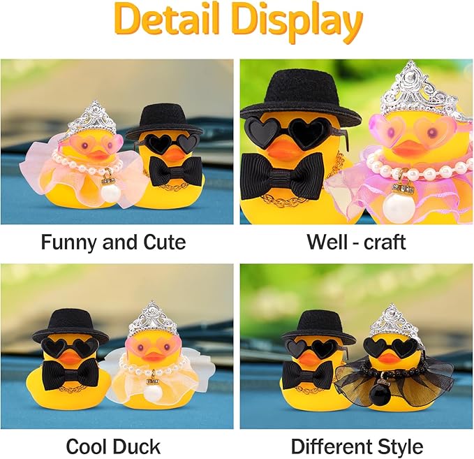 wonuu Pair Set of 2 Bride and Groom Rubber Ducks for Wedding Favors, Party Favors, Ceremony Gift Set, Marriage Souvenir, Marry Blessings, Aniversary Present, Purple Dress&Soft Top Hat