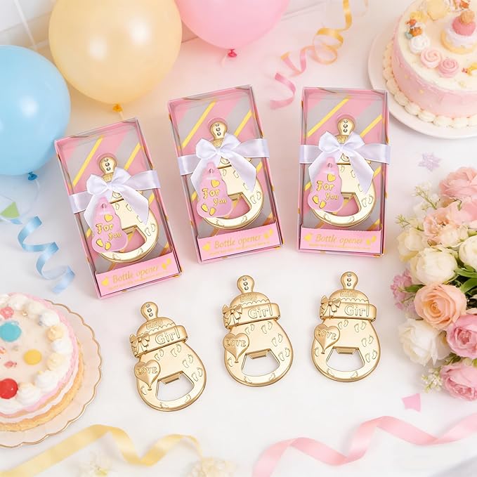 24 Pcs New Pink Baby Bottle Openers for Baby Shower Favors Party Return Gifts for Guests,Baby Girl Shower Party Decorations or Souvenirs Even Game Prizes