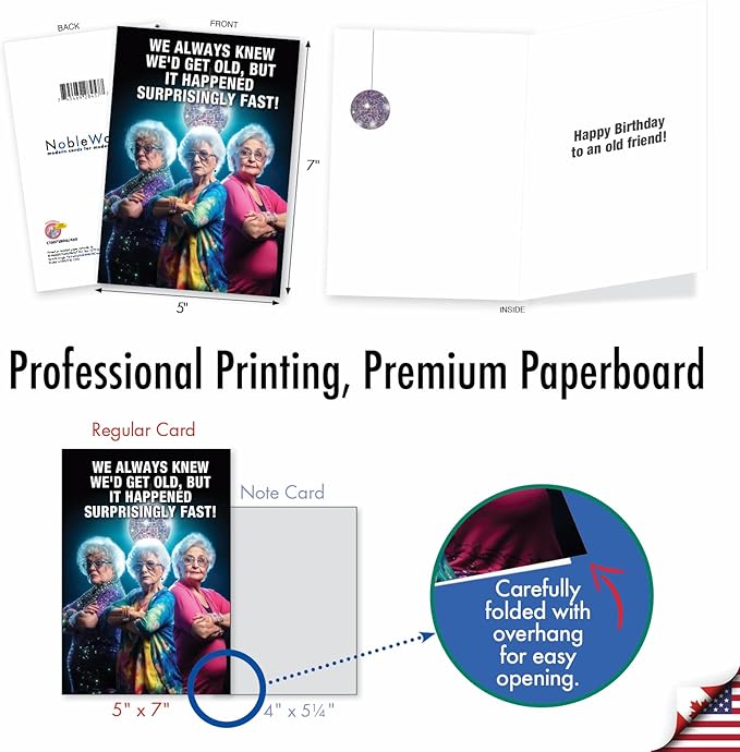 NobleWorks Hysterical Birthday Greeting Card with 5 x 7 Inch Envelope (1 Card) Bday Old Fast C10072BDG