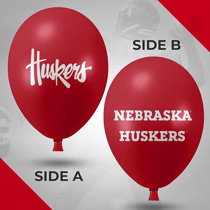 Nebraska Cornhuskers Balloons 10 Pack 11" Official Licensed Logos, Helium Quality Latex Balloons, Perfect for College Football Team Celebration, Decorated Front and Back by Westrick