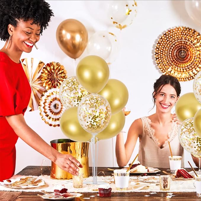 TONIFUL 6 Balloon Centerpieces with Gold Balloon Stand Kit for 2026 Graduation,50th Anniversary Party Decorations,50th 60th 70th Birthday Decorations New Years 2026 Retirement