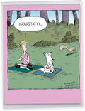 NobleWorks - 1 Big Funny Birthday Card Cartoon (8.5 x 11 Inch) - Jumbo Womens Comic Humor, Group Greeting Card with Envelope - Namastayyy J1777BDG