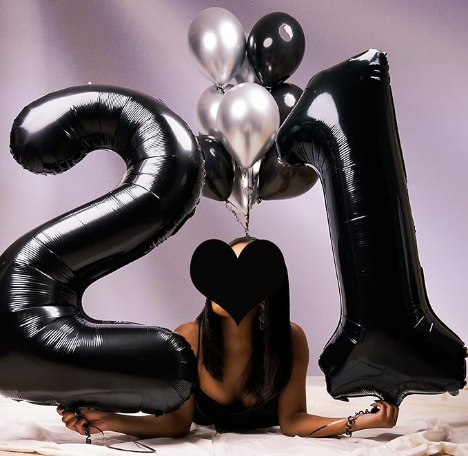 40 Inch Black Number Balloon 1, Large Number Foil Balloons Mylar for Girl Boy Birthday Party Celebration Decorations Supplies, Digital Balloons for Wedding Anniversary Events Decorations