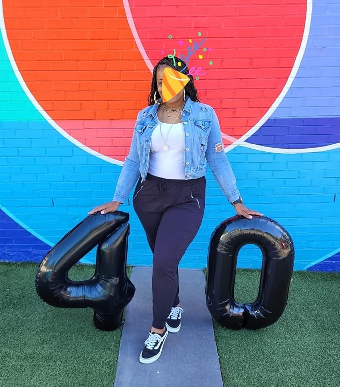 Balloon Numbers 40 Inch Foil 4 Balloons for Birthday Party Decoration, Black Number 4 Ballon for 4, 14, 24, 40 Celebration, Birthday, Christmas, Anniversary Decor