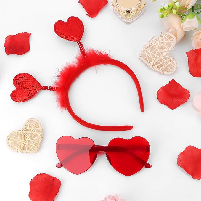 Semato valentines Day Headband with Red Heart Sunglasses for Valentines Day Accessories Galentines Party Favors Halloween Costume