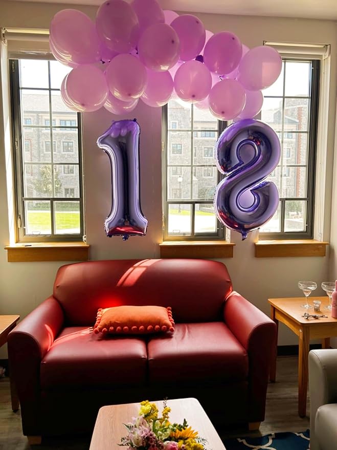 40 Inch Number 8 Balloon, Purple 8 18 28 80 Birthday Balloons for Men Boys, 8th Birthday Decorations Party Supplies, Wedding, Graduations
