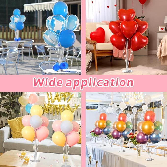 6 Sets Balloon Sticks with Base for Table Balloon Stand Kit Balloon Stands with Base for Floor Balloon Arch Stand with Base Balloon Stands for Table Baby Shower Birthday Wedding Party Decorations