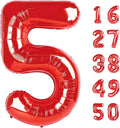 Red Number 5 Balloons,5 Helium Balloon Number Digital 5 Balloon Huge Number Balloons for 5 Year Old Birthday Red Party Decorations 15th 25th 55th Birthday Party Supplies Anniversary Decorations